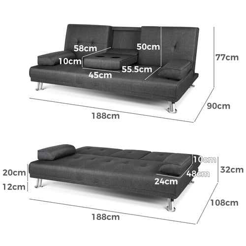 3 Seater Kyrylo Single Sofa Bed
