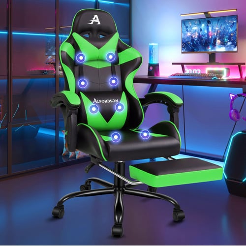 HoxtonRoom Aeruth Massage Gaming Chair with Footrest Temple