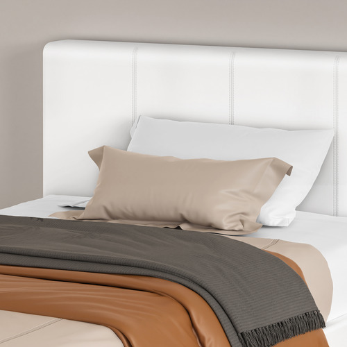 White Hudson Faux Leather Gas Lift Storage Platform Bed
