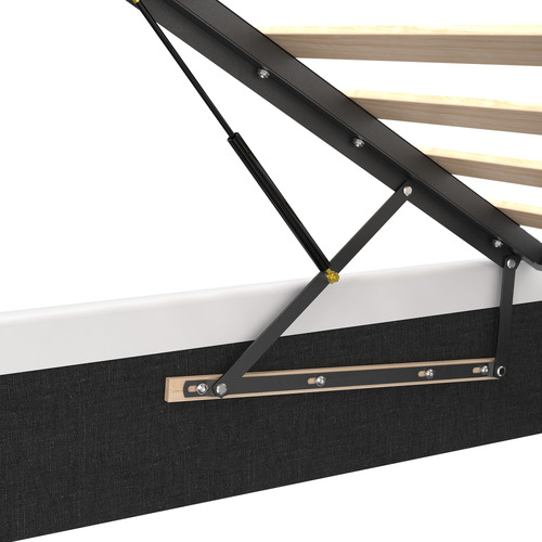 White Hudson Faux Leather Gas Lift Storage Platform Bed