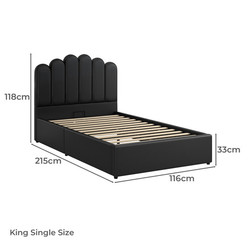 Roswell Faux Leather Gas Lift Storage Platform Bed