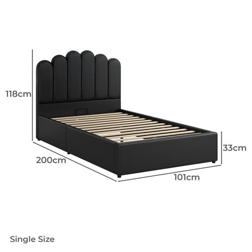 Roswell Faux Leather Gas Lift Storage Platform Bed