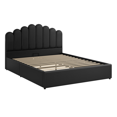 Roswell Faux Leather Gas Lift Storage Platform Bed