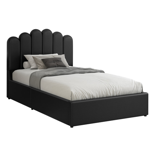 Roswell Faux Leather Gas Lift Storage Platform Bed