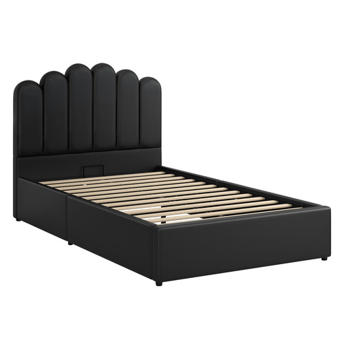 Roswell Faux Leather Gas Lift Storage Platform Bed
