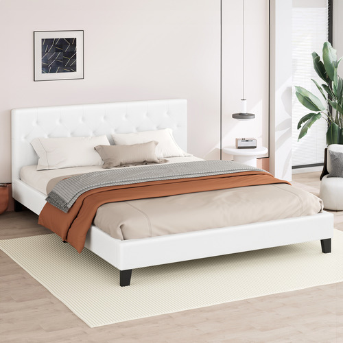 White Esmee Faux Leather Bed Frame