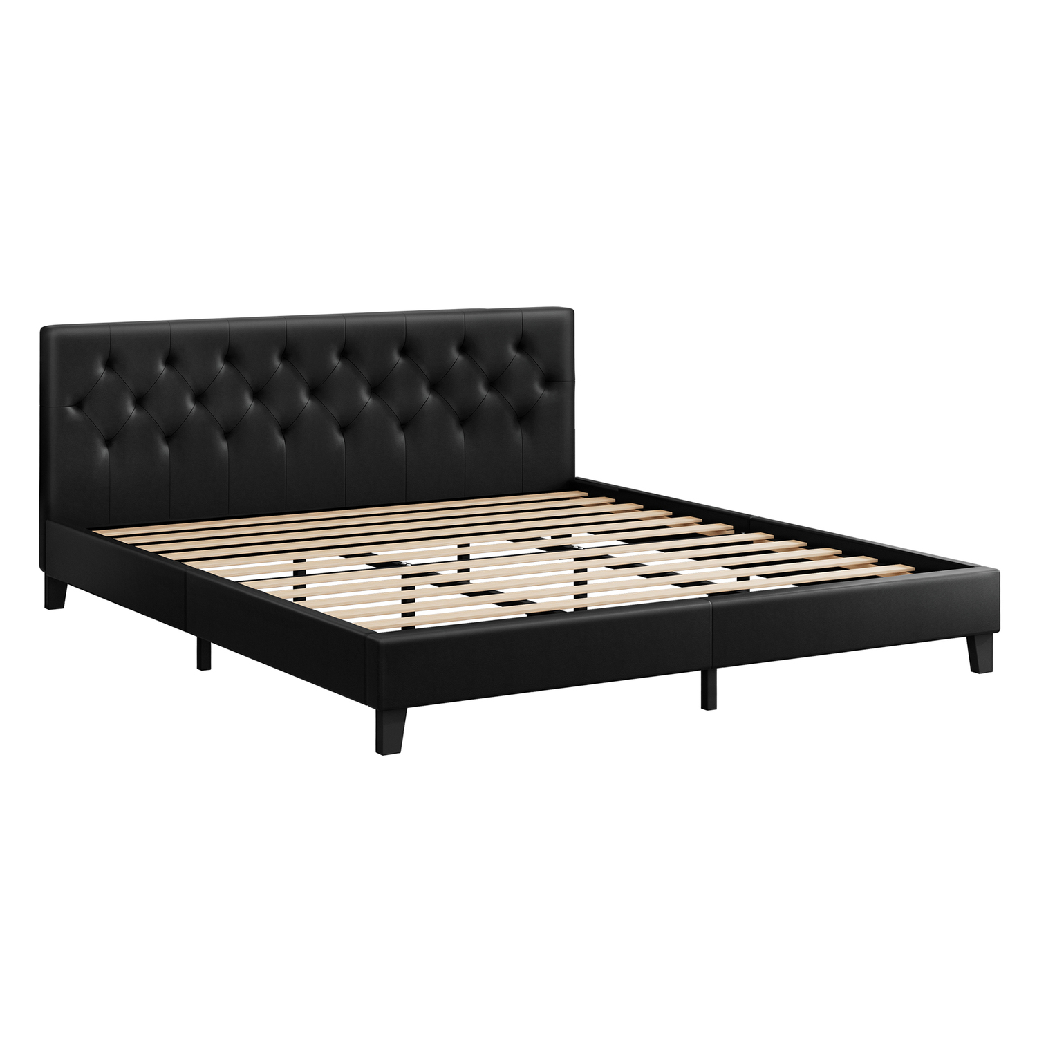 HoxtonRoom Black Vernon Faux Leather Bed Frame | Temple &amp; Webster