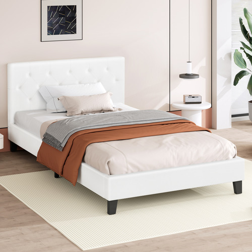 White Esmee Faux Leather Bed Frame