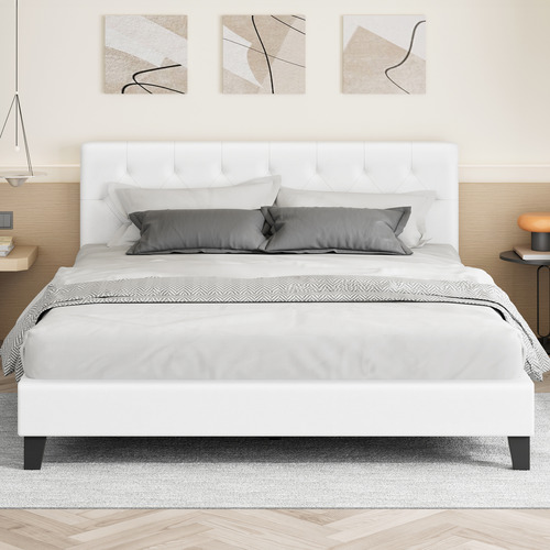 White Esmee Faux Leather Bed Frame