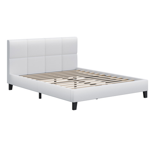 White Morrow Faux Leather Platform Bed