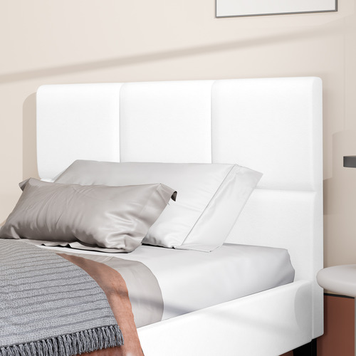 White Morrow Faux Leather Platform Bed