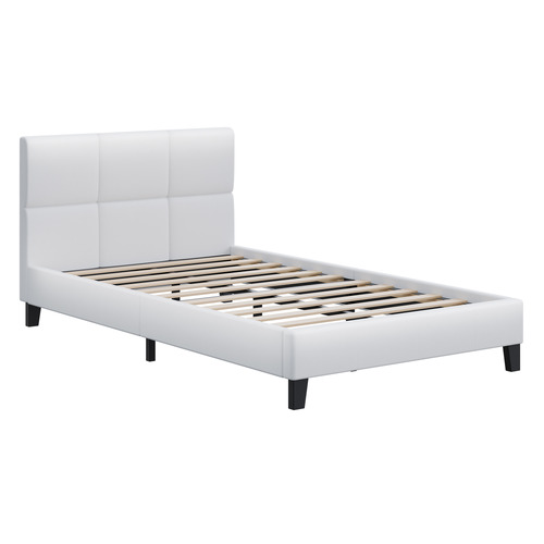White Morrow Faux Leather Platform Bed