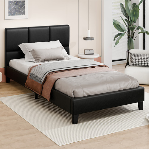 Anisa Faux Leather Platform Bed