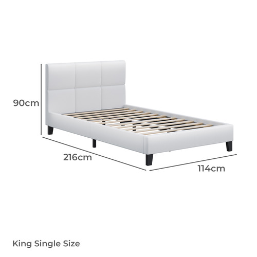 White Morrow Faux Leather Platform Bed