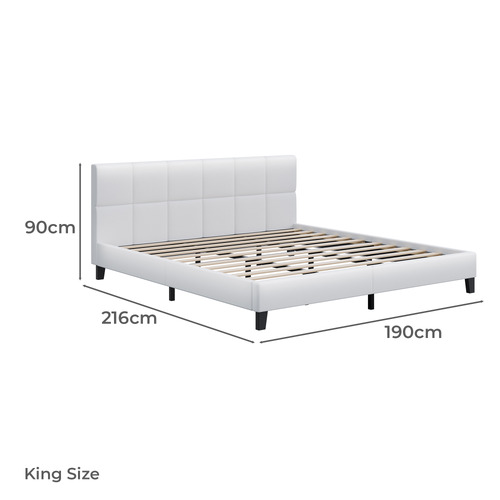 White Morrow Faux Leather Platform Bed