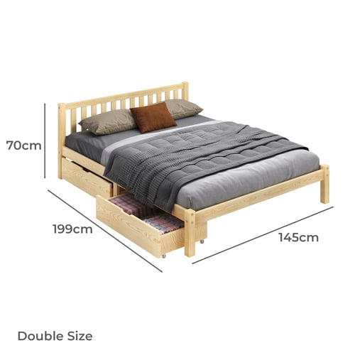 Brown Hazel Pine Wood Bed with Storage