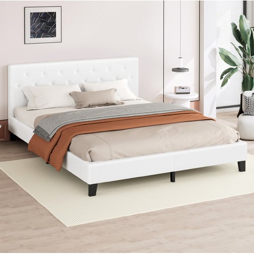 White Vernon Faux Leather Bed Frame