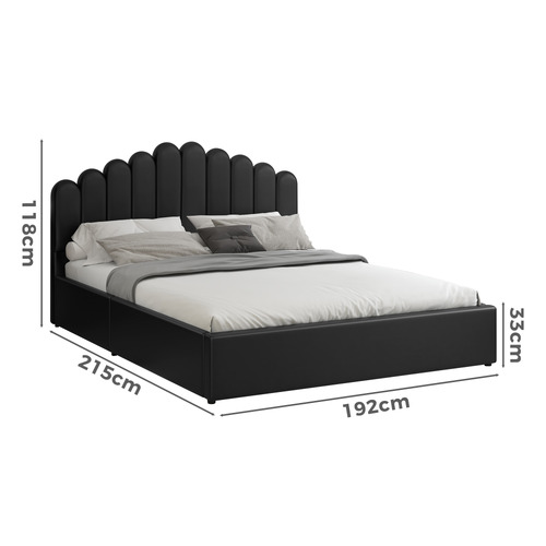 Roswell Faux Leather Gas Lift Storage Bed