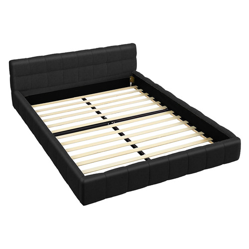 Black Ellie May Faux Leather Platform Bed