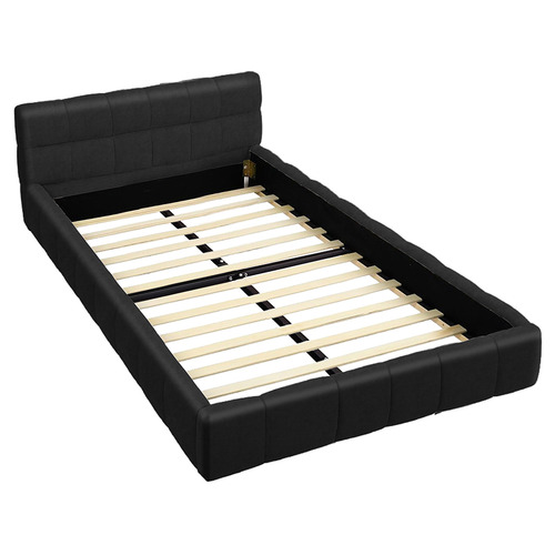 Black Ellie May Faux Leather Platform Bed