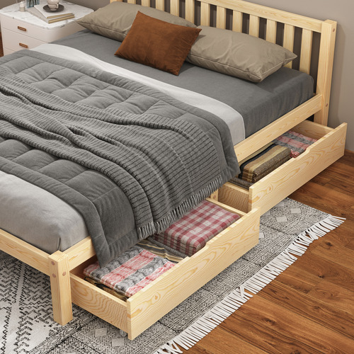 Natural-Hazel-Pine-Wood-Bed-with-Underbed-Storage