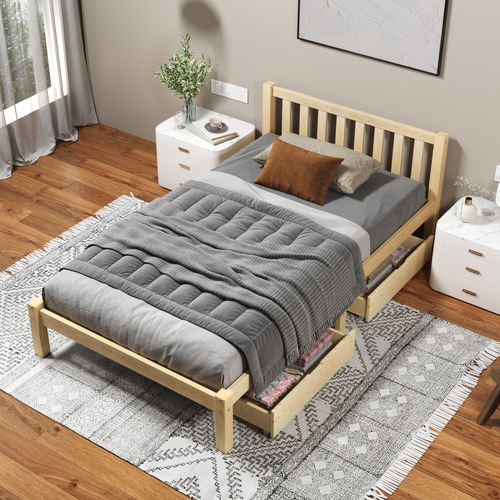 Natural-Hazel-Pine-Wood-Bed-with-Underbed-Storage