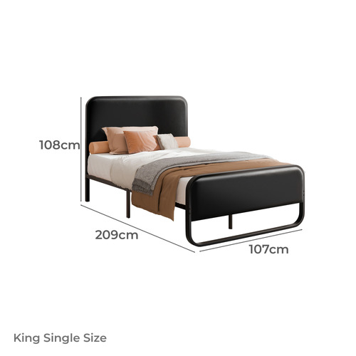 Black Stepan Faux Leather Bed Frame