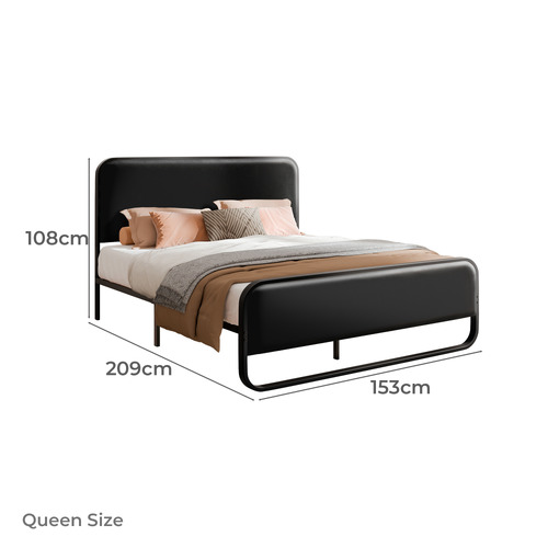 Black Stepan Faux Leather Bed Frame