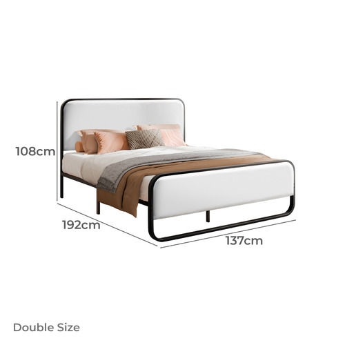 White Stepan Faux Leather Bed Frame