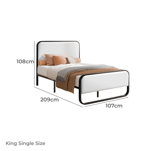 White Stepan Faux Leather Bed Frame