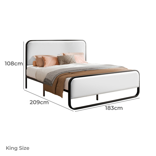 White Stepan Faux Leather Bed Frame