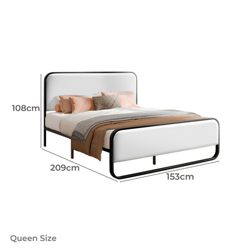 White Stepan Faux Leather Bed Frame