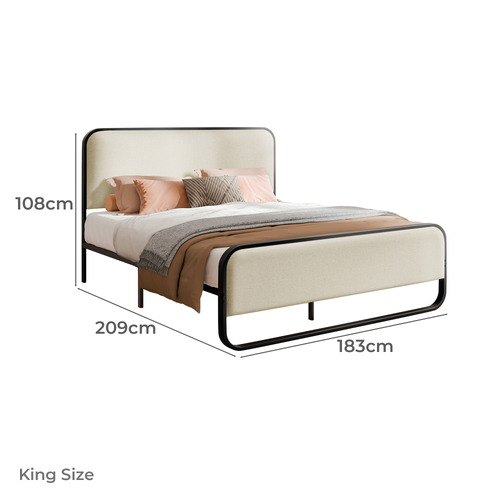 Beige Stepan Linen Bed Frame