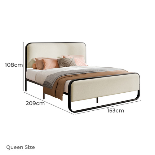 Beige Stepan Linen Bed Frame