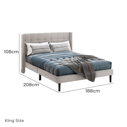 Beige Hobbs Linen Bed Frame
