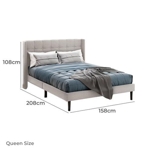 Beige Hobbs Linen Bed Frame