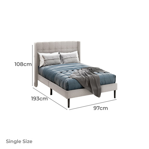 Beige Hobbs Linen Bed Frame