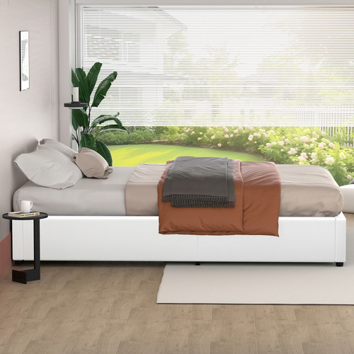 White-Tiago-Faux-Leather-Gas-Lift-Bed-Base