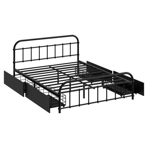 Black Lee Platform Bed with Underbed Storage