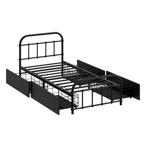 Black Lee Platform Bed with Underbed Storage