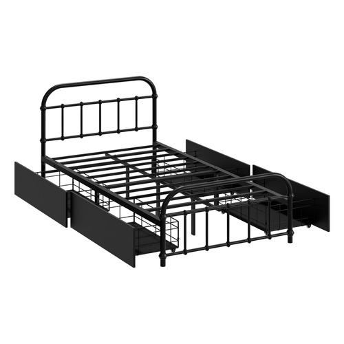 Black Lee Platform Bed with Underbed Storage