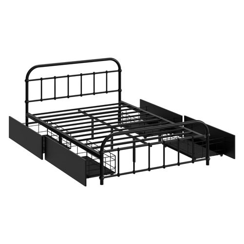 Black Lee Platform Bed with Underbed Storage