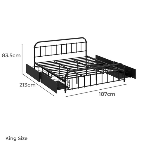 Black Lee Platform Bed with Underbed Storage