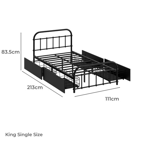 Black Lee Platform Bed with Underbed Storage