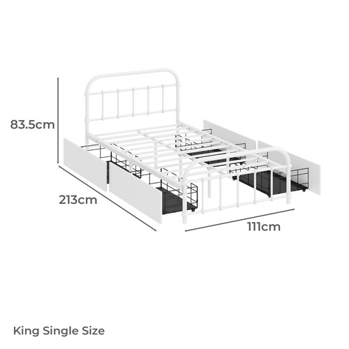 White Lee Platform Bed with Underbed Storage
