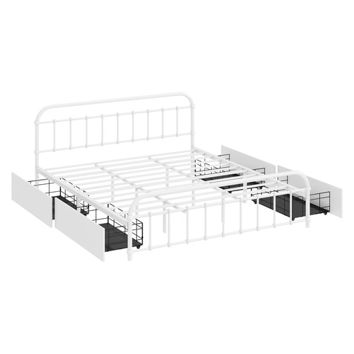 White Lee Platform Bed with Underbed Storage