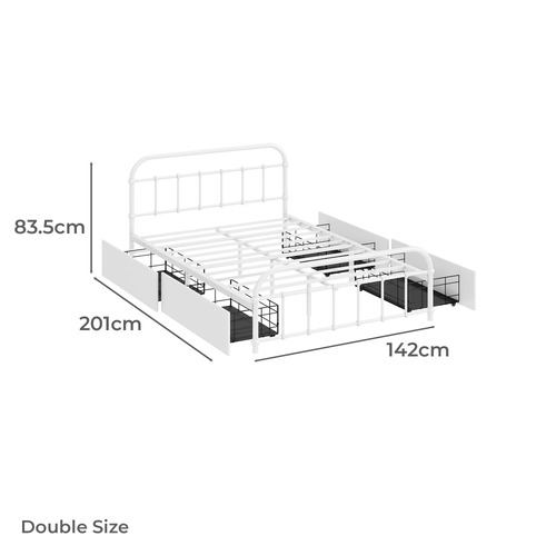 White Lee Platform Bed with Underbed Storage