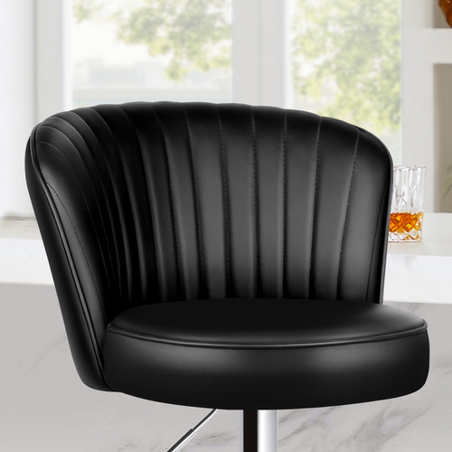 82cm Vermillion Faux Leather Adjustable Bar Stools