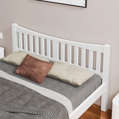 White Carmilla Pine Wood Bed Frame