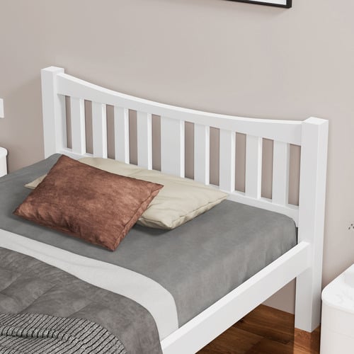 White Carmilla Pine Wood Bed Frame